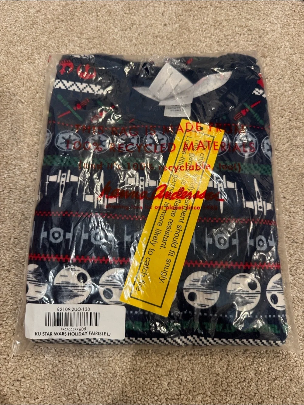 Star Wars Navy Blue Kids Holiday Pajama Set with Red & White Accents